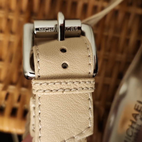 Michael Kors Juniper Sandals T-strap Thong Braided Woven Leather Cream size 10 - Picture 4 of 4